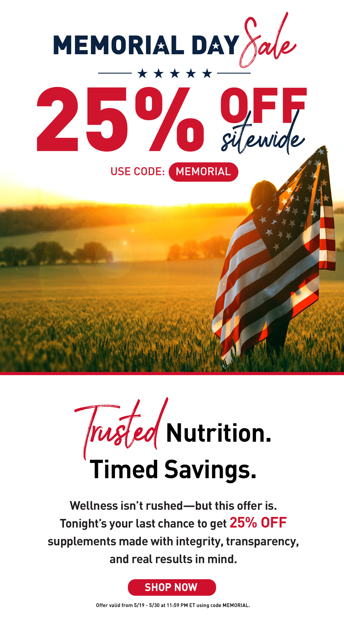 Shop 25% off sitewide for Memorial Day! Code: MEMORIAL