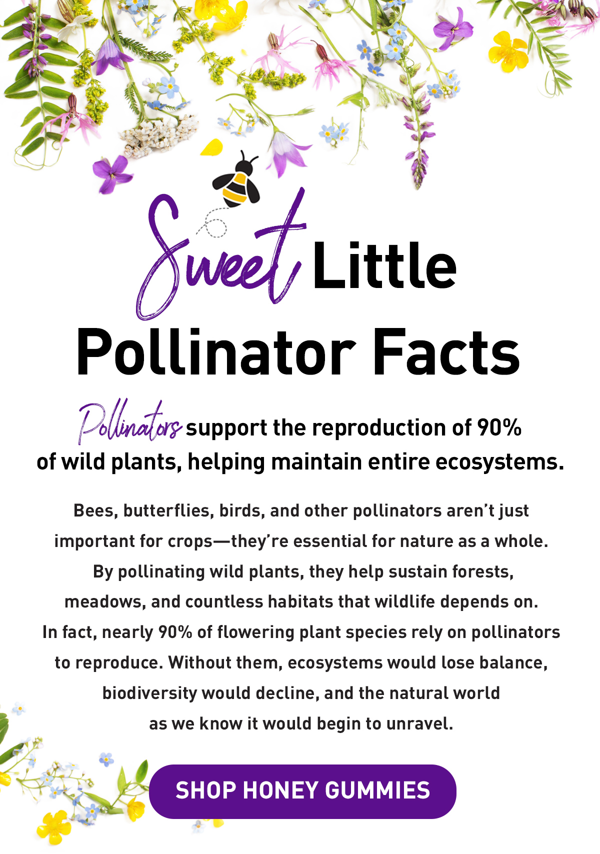 Sweet little pollinator facts! Shop Honey Gummies now 