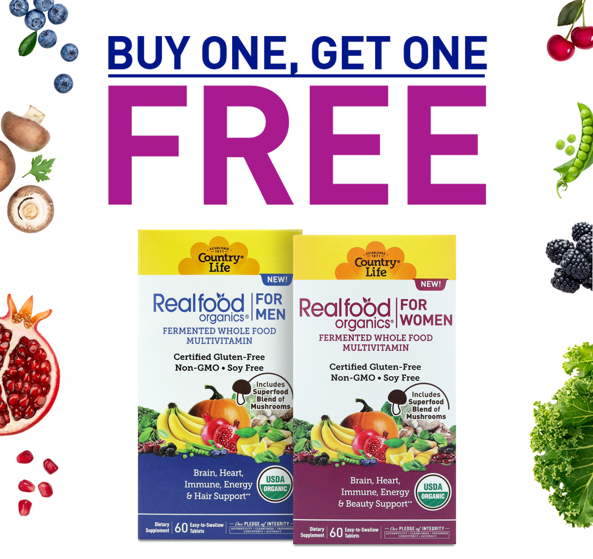 BOGO FREE REALFOOD ORGANICS FOR MEN & WOMEN