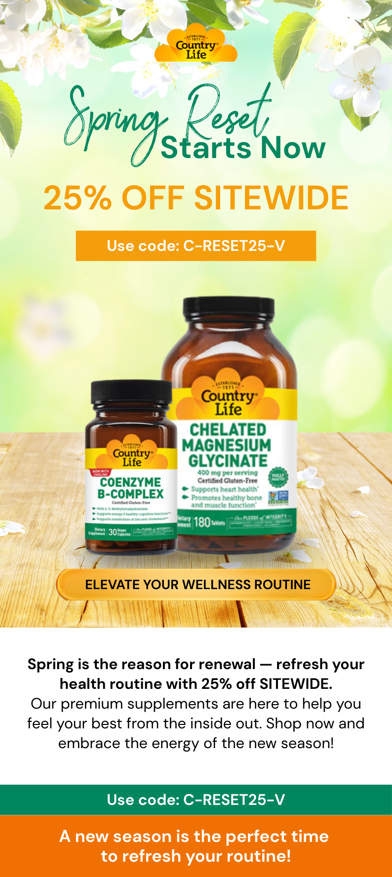 Spring Reset Starts Now 25% OFF SITEWIDE Use code: C-RESET25-V