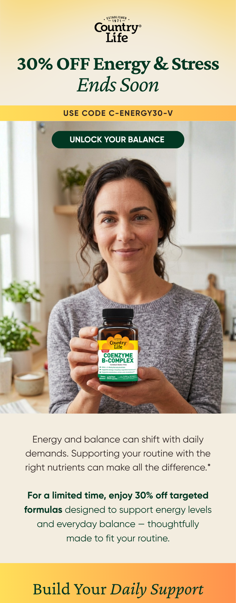 FEEL MORE IN BALANCE 30% OFF Energy & Stress Support  Use code C-ENERGY30-V