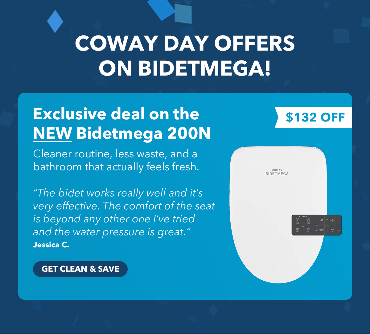 COWAY DAY OFFERS ON BIDETMEGA! Exclusive deal on the NEW Bidetmega 200N