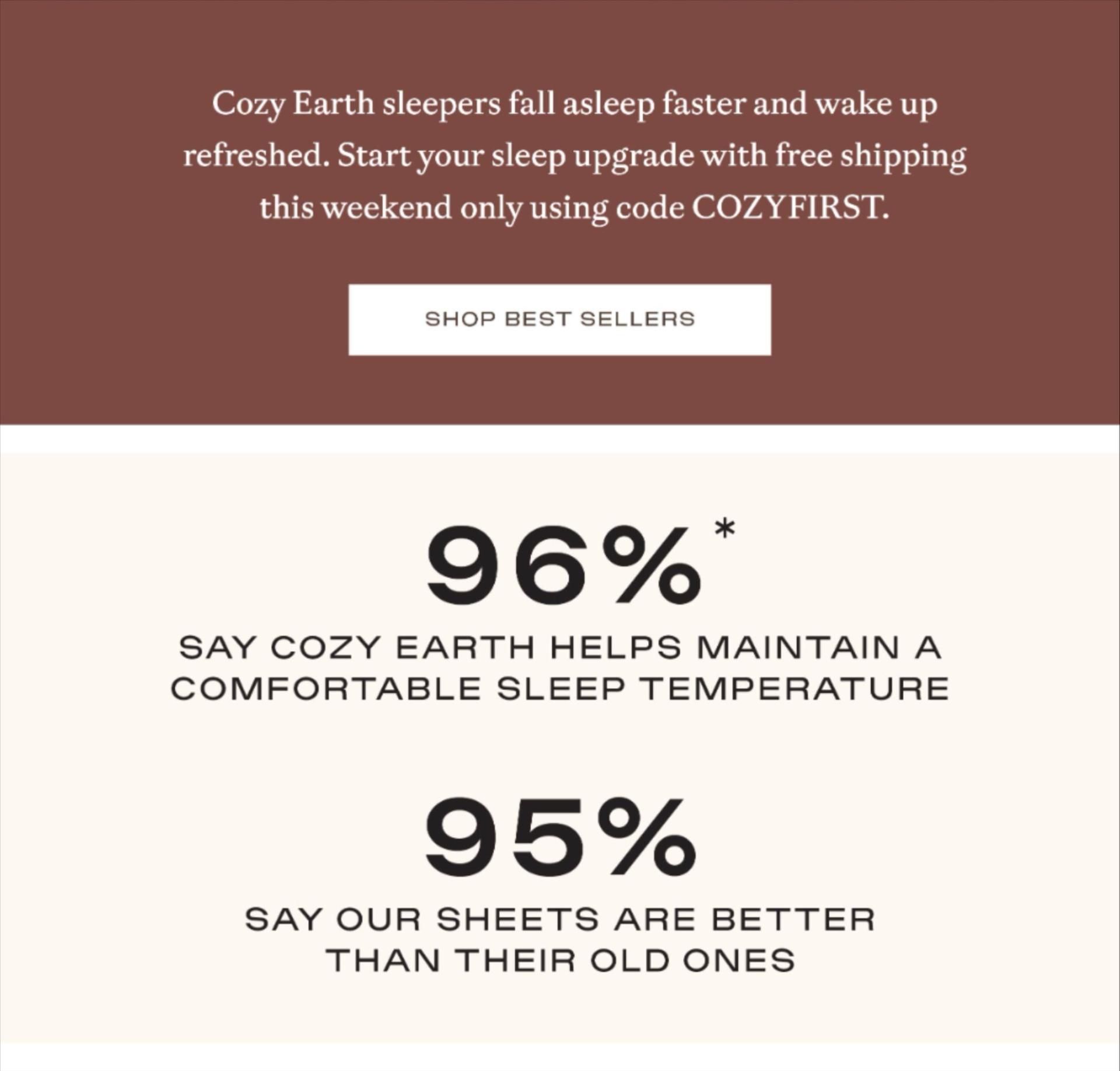This weekend only, free shipping on your first purchase with us, use code COZYFIRST