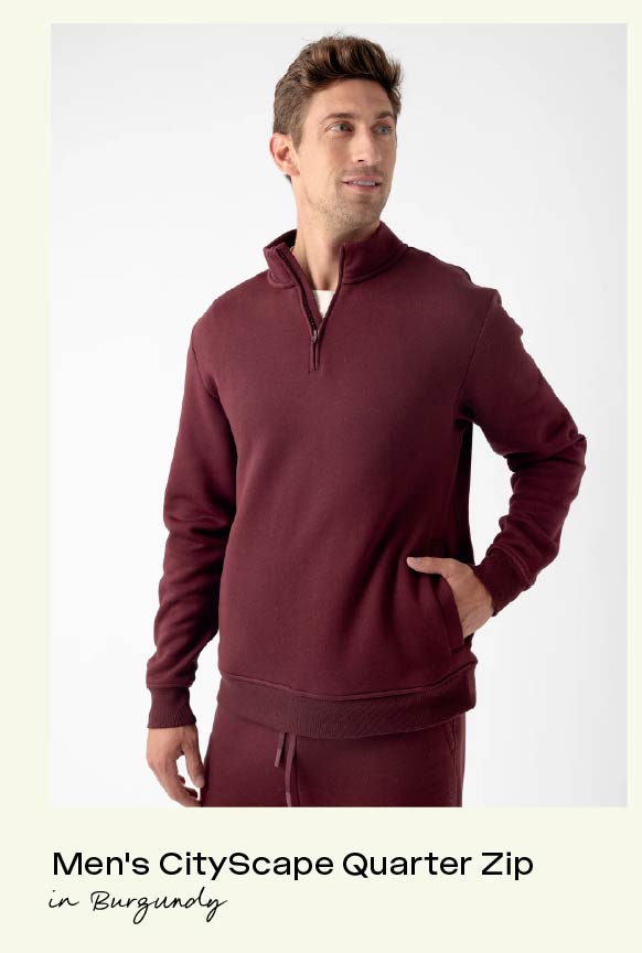 Men's CityScape Quarter Zip in Burgundy