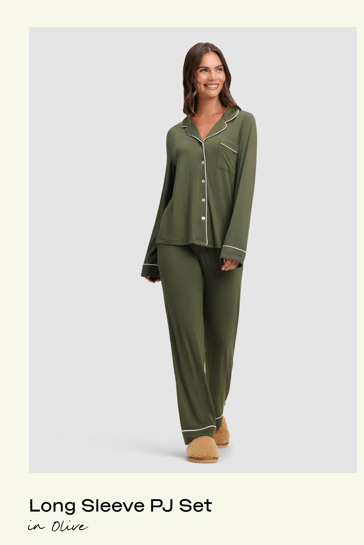 Long Sleeve PJ Set in Olive