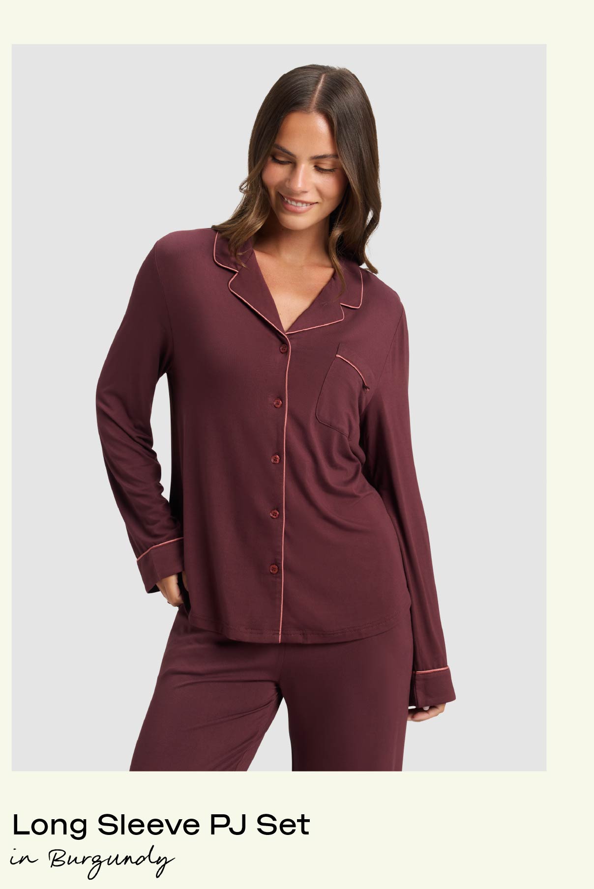 Long Sleeve PJ Set in Burgundy