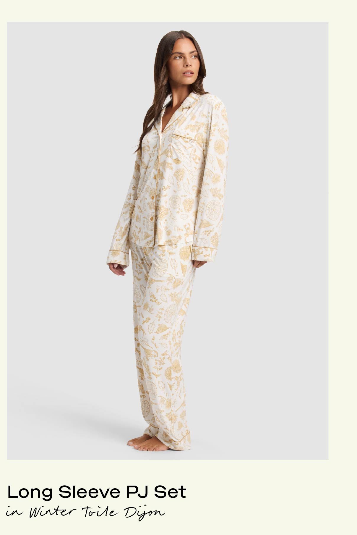 Long Sleeve PJ Set in Winter Toile Dijon