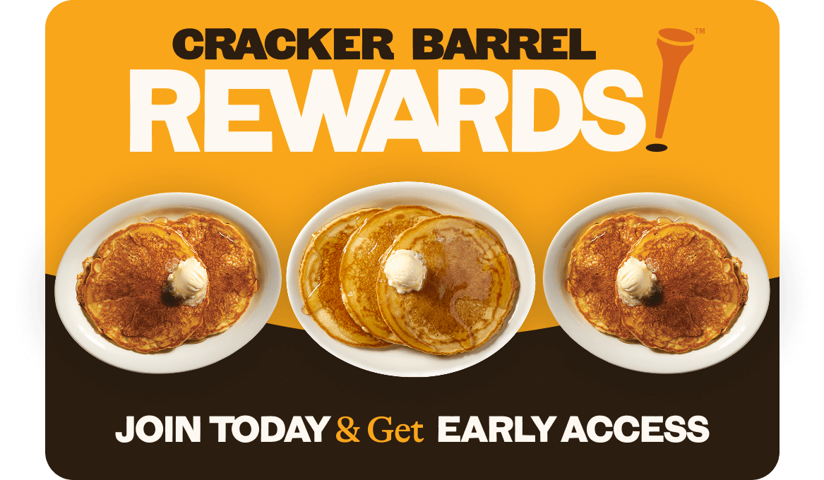 Cracker Barrel Rewards: JOIN TODAY & Get a FREE SHAREABLE