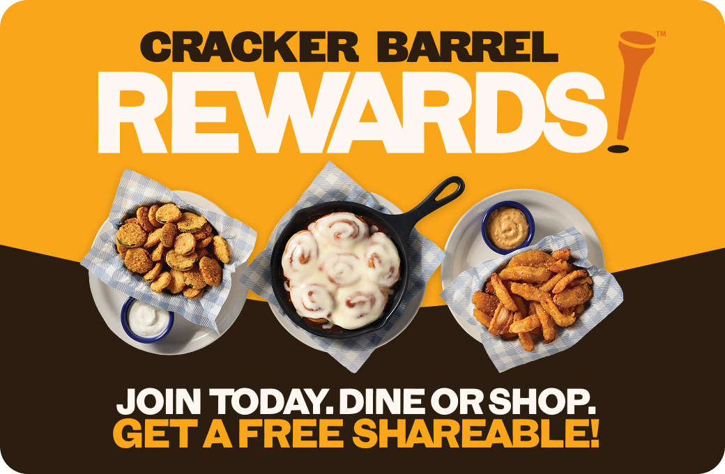 Cracker Barrel Rewards: Earn Pegs Toward Rewards, Play The Bonus Game, Enjoy Surprise Rewards