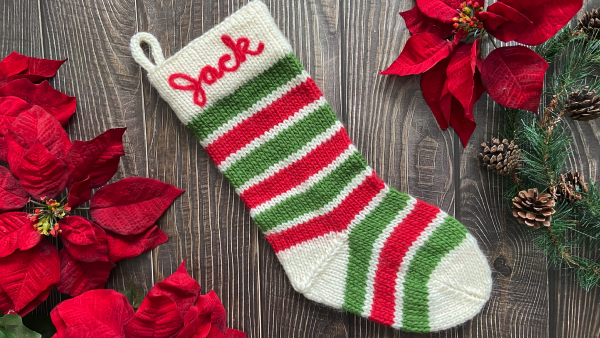 Knitted Striped Christmas Stocking