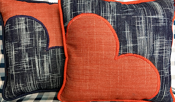 Ooh La La Denim Heart Pillows