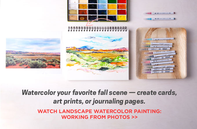 Watercolor your favorite fall scene – create cards, art prints, or journaling pages.