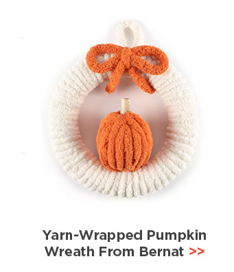 Yarn-Wrapped Pumpkin Wreath From Bernat
