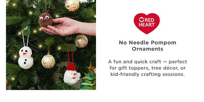 Red Heart No Needle Pompom Ornaments