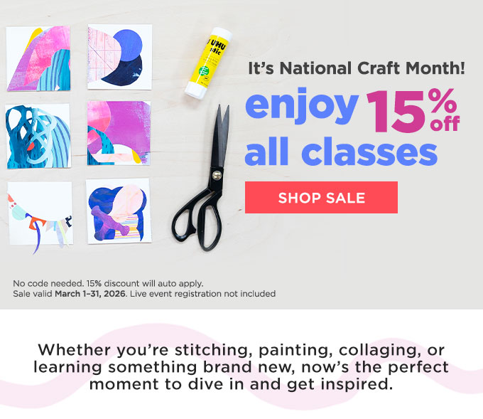 15% off all Creativebug classes