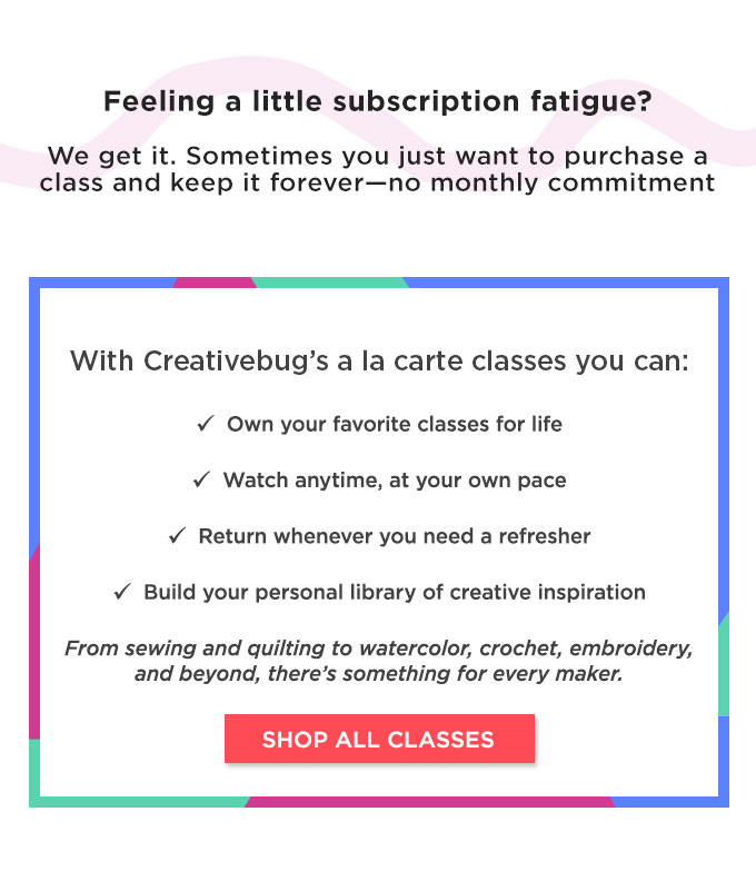 15% off all Creativebug classes