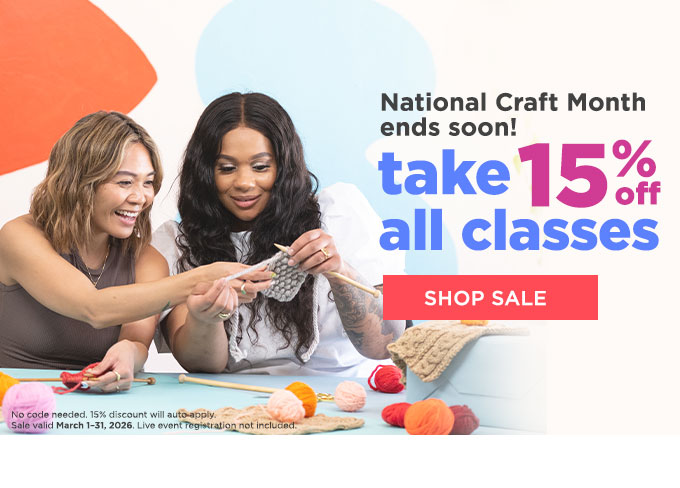 15% off all Creativebug classes