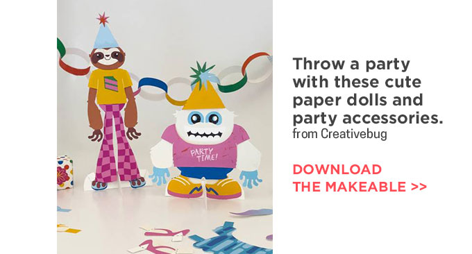 Throw a party with these cute paper dolls and party accessories.