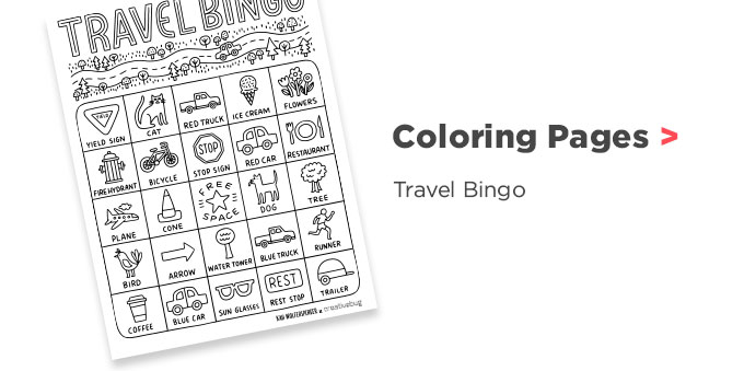 Coloring Pages: Travel Bingo