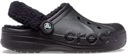 Baya Lined Fuzz-Strap Clog - Black / Black