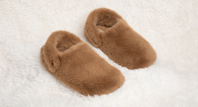 brown luxe slippers