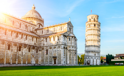 Leaning Tower Sun Rays Cathedral Pisa