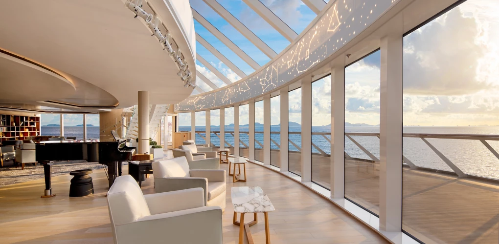 Explorers Lounge Ocean Ship Seating Sunset