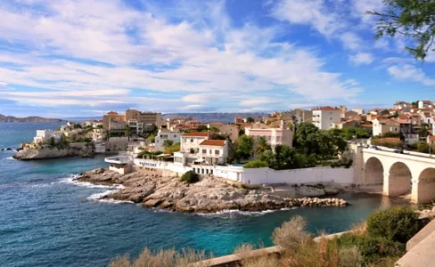 Rocky Coast Town Bridge Marseille