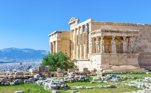 Acropolis Temple Maiden Statues Athens