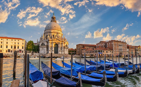 Sunset Grand Canal Basilica Gondolas Venice