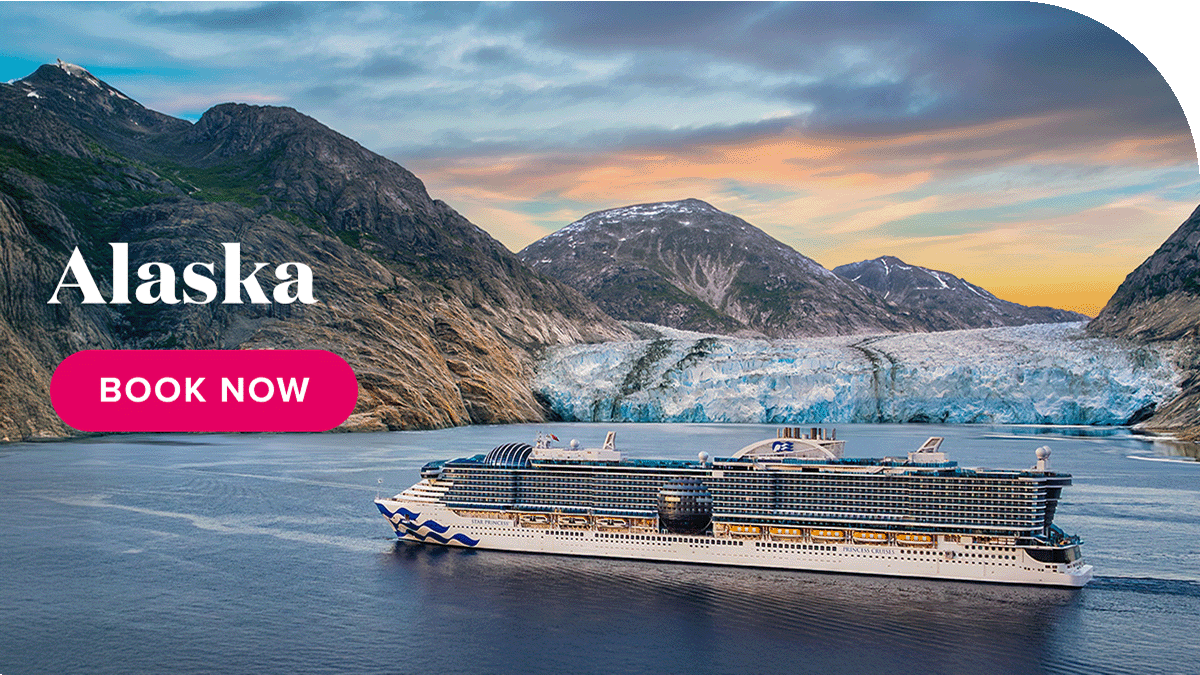 Star Princess sails by Alaskan glaciers. Book Now