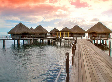 A tranquil sunset in Papeete, Tahiti