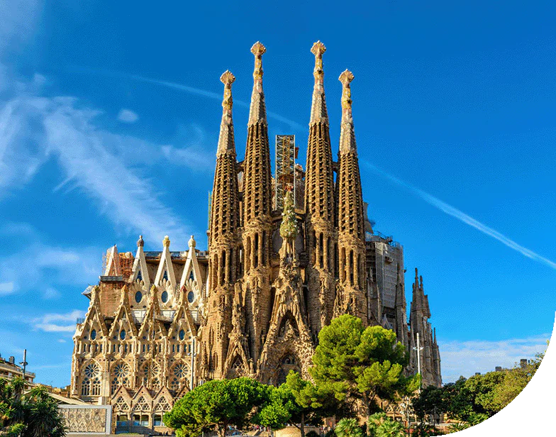 A cathedral in Barcelona, Spain.