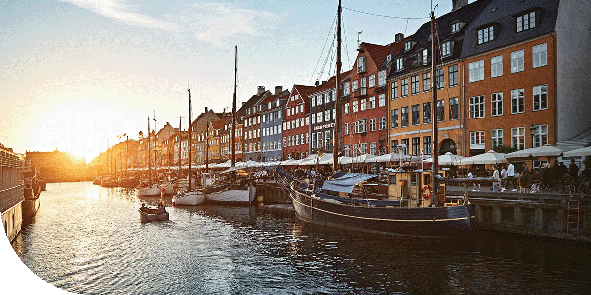 Sunset in Copenhagen, Denmark.