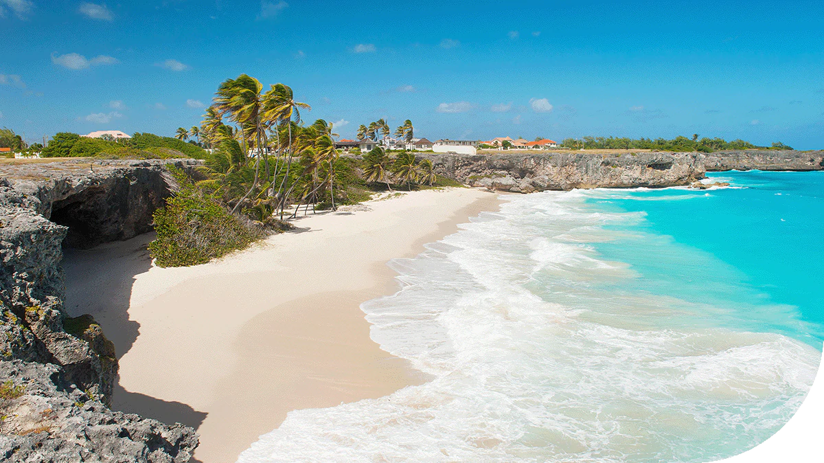 A beautiful sun-soaked beach in Bottom Bay, Barbados.