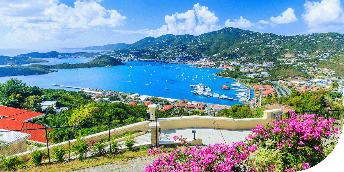 An overhead view of St. Thomas, Caribbean.