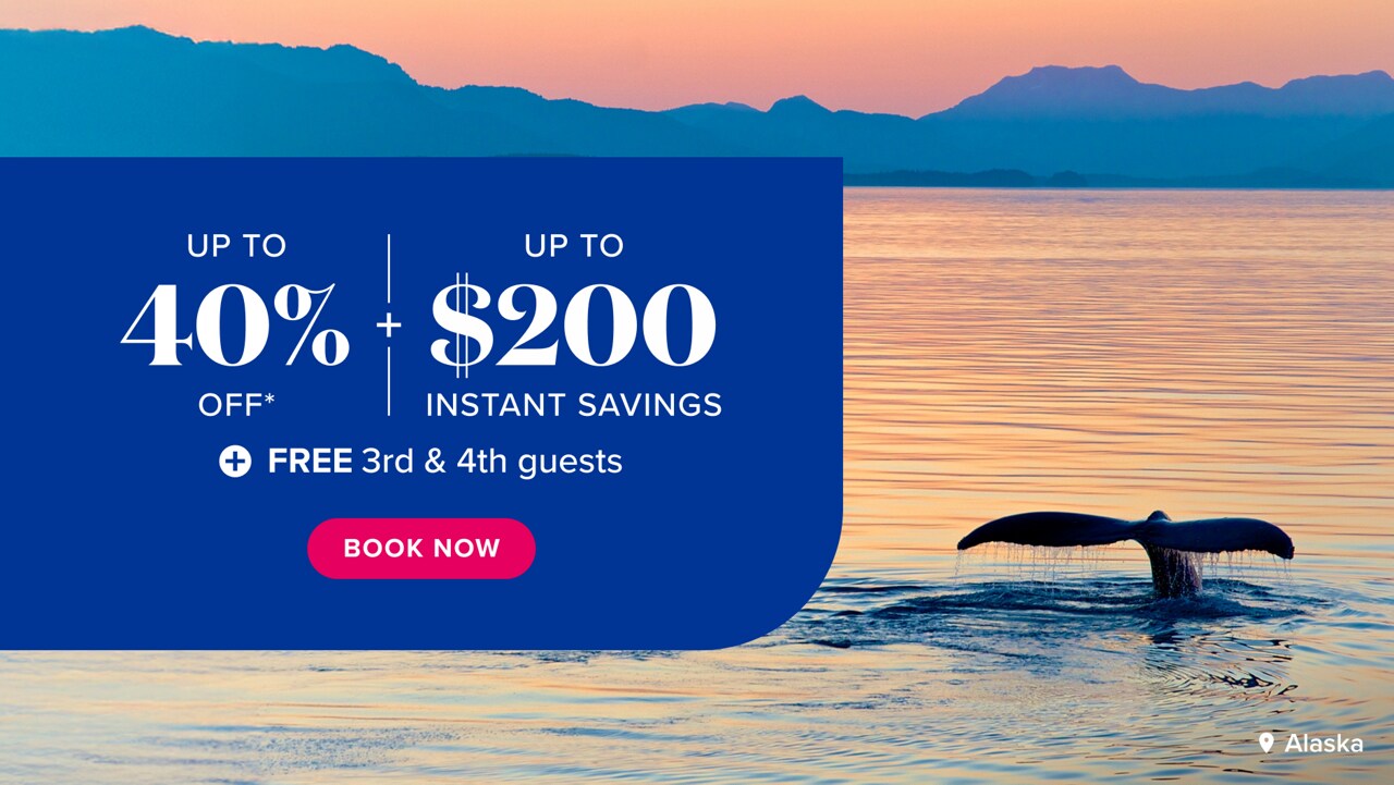 Up to 20% off* plus up to $200 instant savings, plus free 3rd and 4th guests. Book Now.