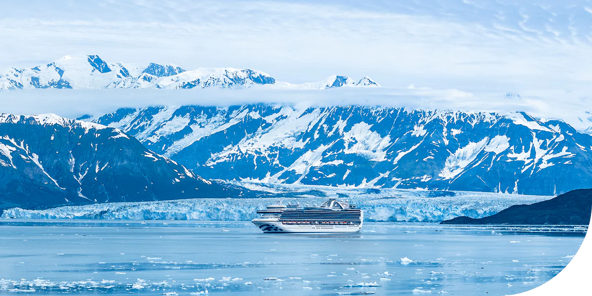 Princess ship sails through Glacier Bay National Park, Alaska.