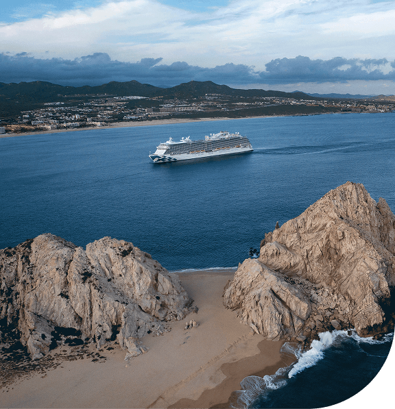 Aerial view of Princess cruise ship in Cabo San Lucas, Mexico.