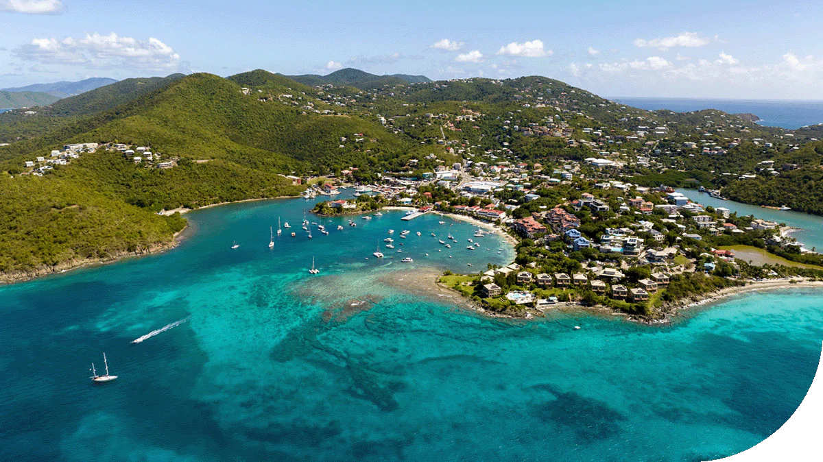 The oceanside town of St. John, Caribbean