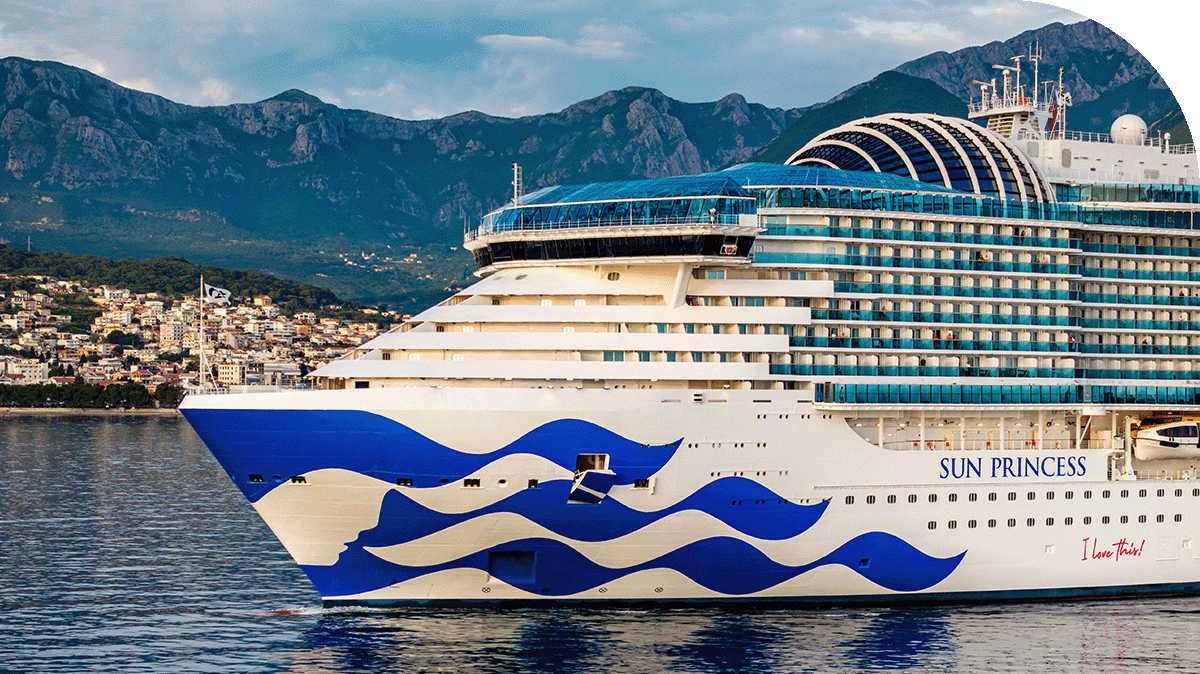 A Princess ship sails in Bar, Montenegro