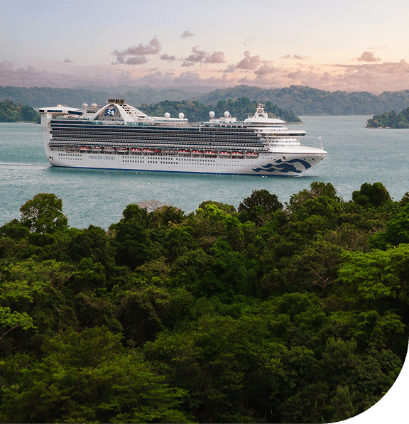 Princess cruise ship in waters near Panama Canal.