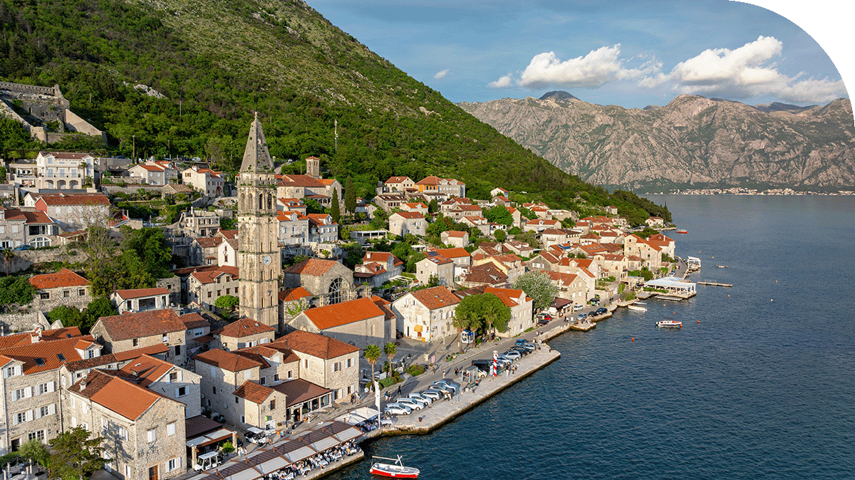 An aerial view of Kotor, Montenegro.