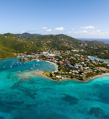 Arial view of St. John, Caribbean.