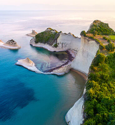 White cliffs of Corfu, Greece.
