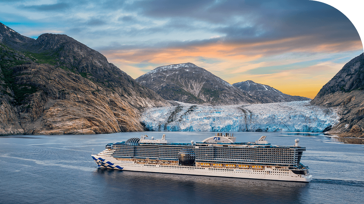A Princess ship sails near Dawes Glacier, Alaska
