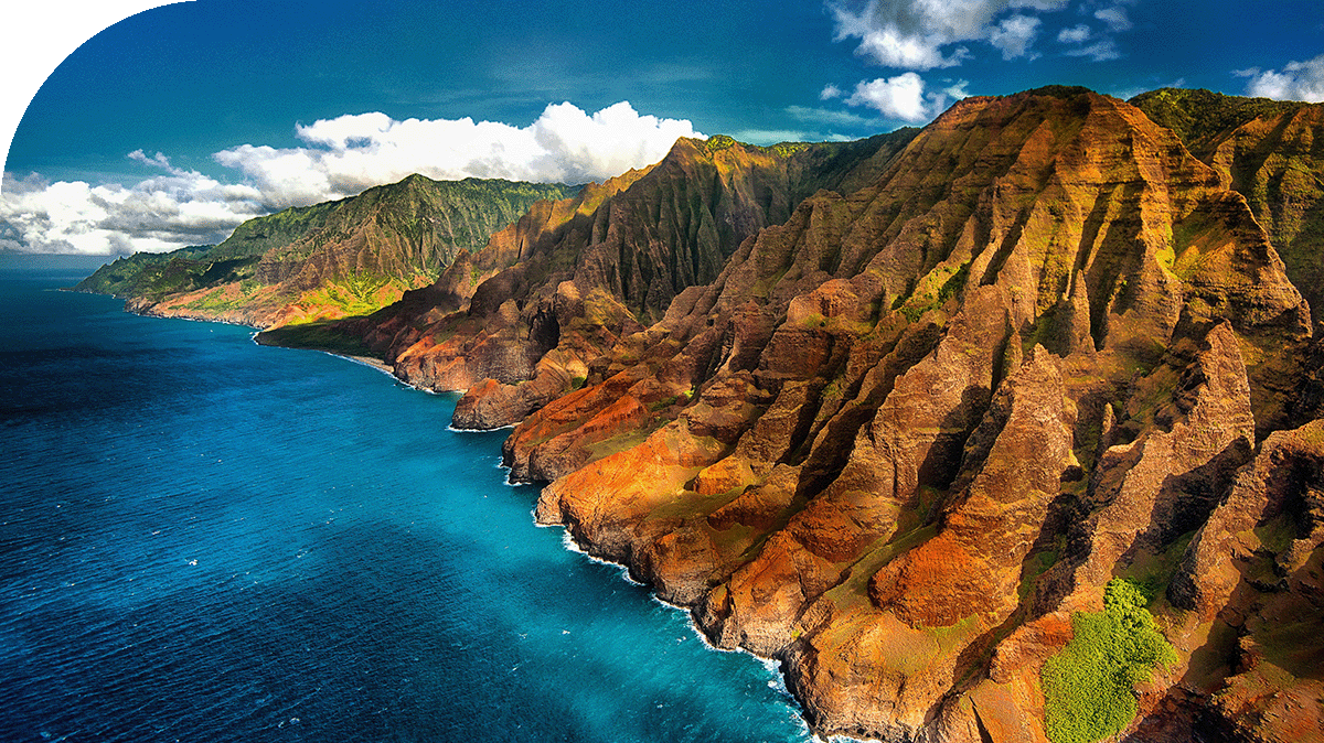 An overhead view of Kauai, Hawaii