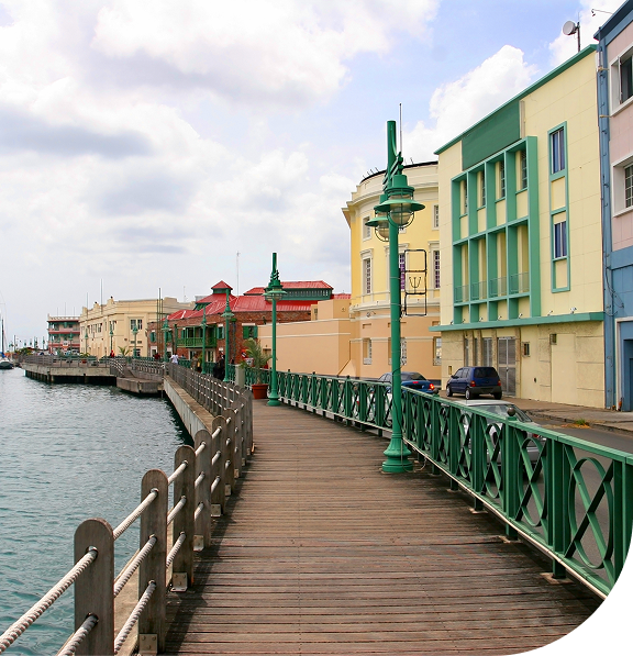 Boardwalk by the sea in Barbados.
