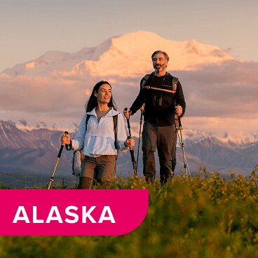 Couple hiking in Denali National Park.