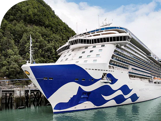 A Princess ship docks in Alaska.